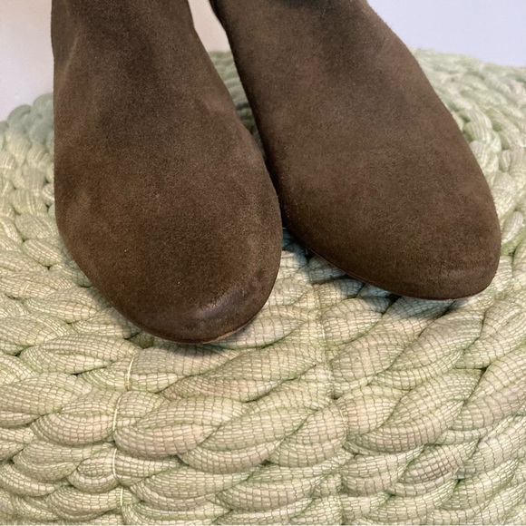 Free People Adella Musk Khaki Dark Green Suede Slip On Low Heel Booties - Picture 5 of 11